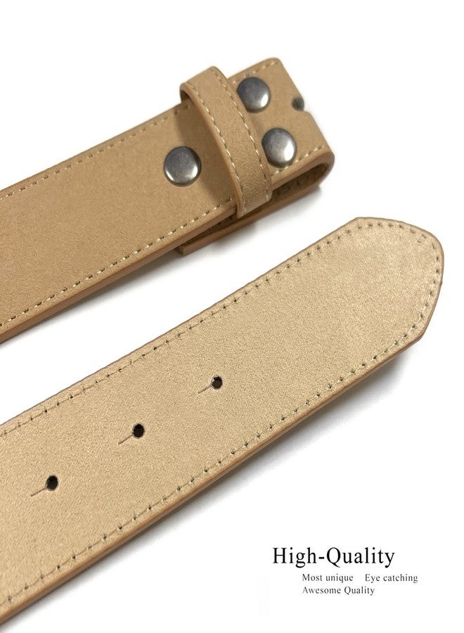 Belts.com Men's Belt Rounded Edge Heel Bar Buckle Casual Jean Suede Leather Belt 1 1/2" Wide (Taupe, 42) - Image 3